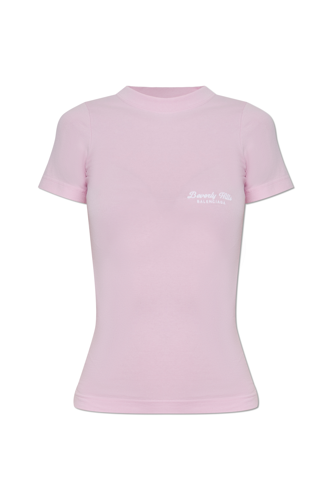 Pink T shirt with embroidered logo Balenciaga Vitkac Canada